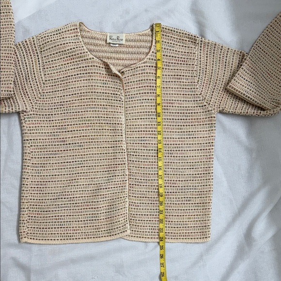 Vintage Reba Rose Knit Multicolored Cardigan Sweater 100 Percent Cotton - Picture 5 of 7